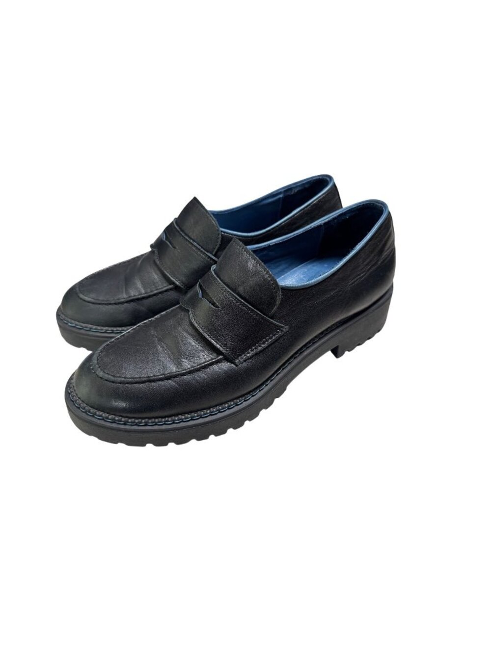 Bueno Black Leather Loafers Lugged Sole Womens Size 40 US 9.5- 10 Classic Career